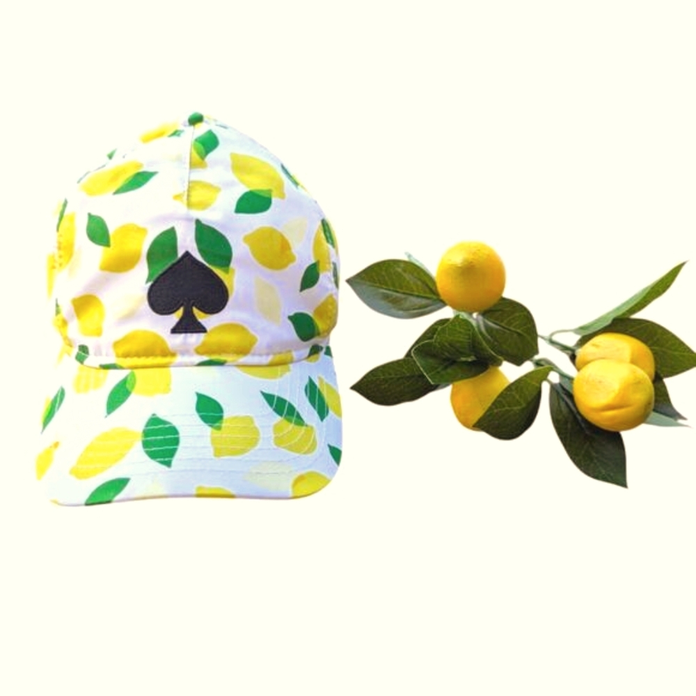 Kate Spade Lemon Logo Elastic Back Baseball Cap Hat
